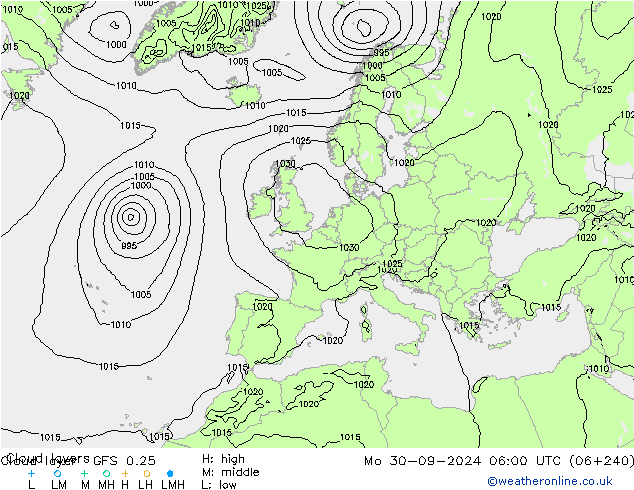 Cloud layer GFS 0.25 lun 30.09.2024 06 UTC