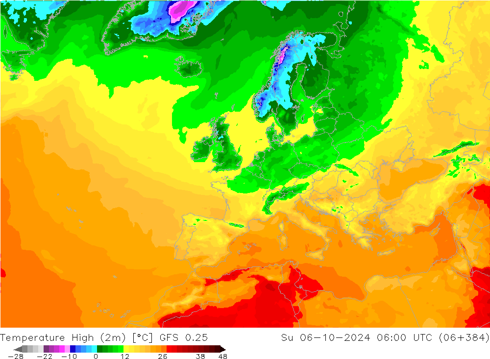 Höchstwerte (2m) GFS 0.25 So 06.10.2024 06 UTC