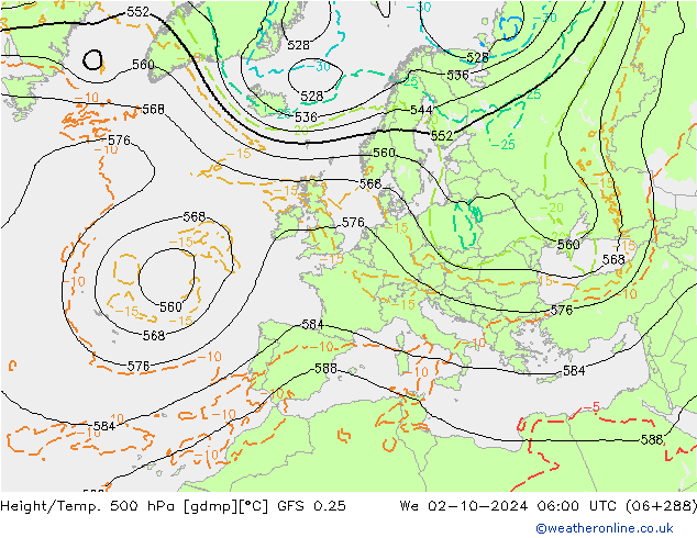 Z500/Rain (+SLP)/Z850 GFS 0.25 mer 02.10.2024 06 UTC