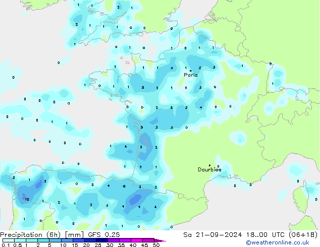 Z500/Rain (+SLP)/Z850 GFS 0.25 сб 21.09.2024 00 UTC