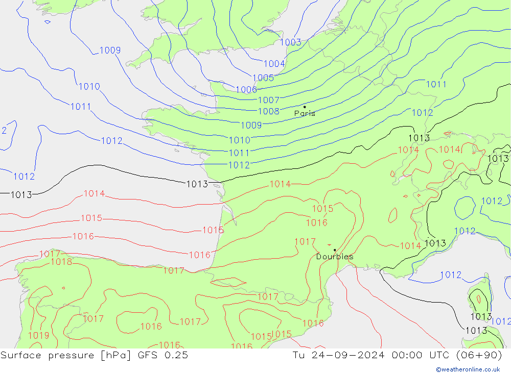 GFS 0.25: Sa 24.09.2024 00 UTC