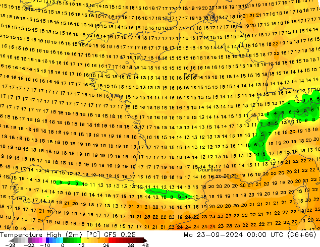 Темпер. макс 2т GFS 0.25 пн 23.09.2024 00 UTC