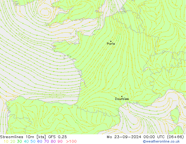 ветер 10m GFS 0.25 пн 23.09.2024 00 UTC