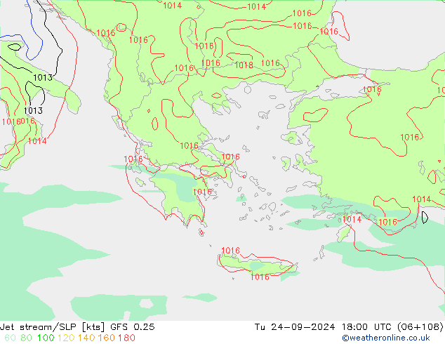 Jet stream GFS 0.25 Ter 24.09.2024 18 UTC