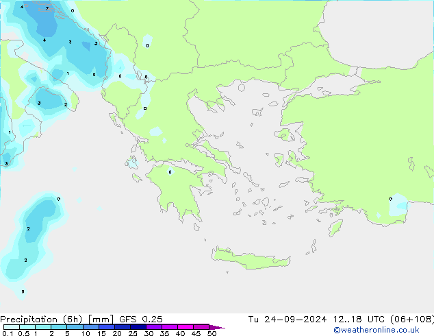 Z500/Yağmur (+YB)/Z850 GFS 0.25 Sa 24.09.2024 18 UTC