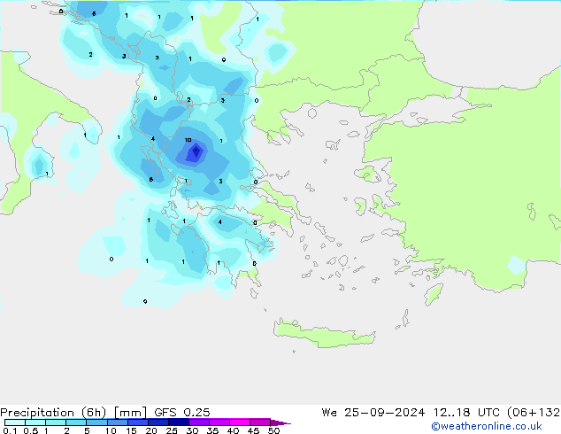 Z500/Rain (+SLP)/Z850 GFS 0.25 We 25.09.2024 18 UTC