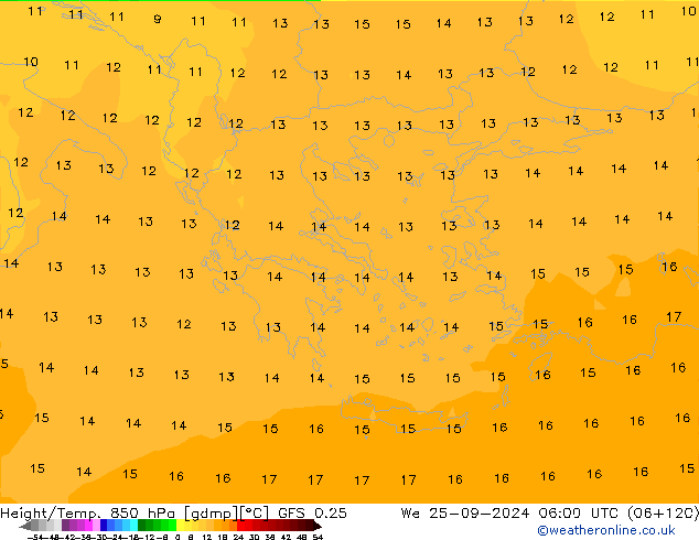 Z500/Rain (+SLP)/Z850 GFS 0.25 We 25.09.2024 06 UTC