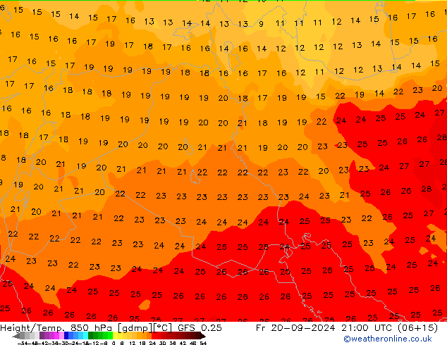 Z500/Rain (+SLP)/Z850 GFS 0.25 Sex 20.09.2024 21 UTC