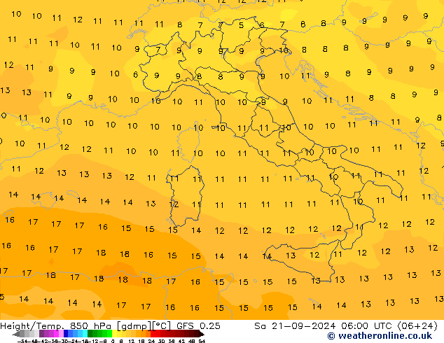 Z500/Rain (+SLP)/Z850 GFS 0.25 so. 21.09.2024 06 UTC