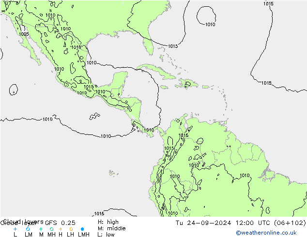 Cloud layer GFS 0.25 Tu 24.09.2024 12 UTC