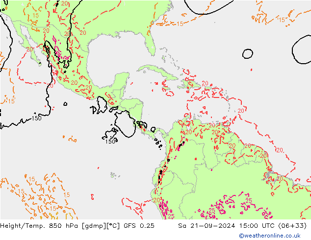 Z500/Rain (+SLP)/Z850 GFS 0.25 Sáb 21.09.2024 15 UTC