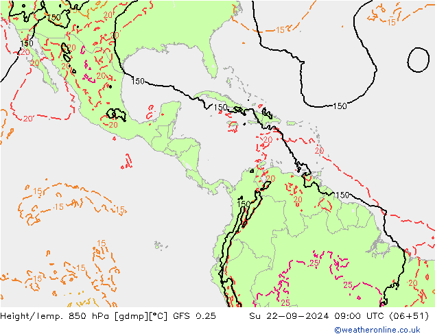 Z500/Rain (+SLP)/Z850 GFS 0.25 Вс 22.09.2024 09 UTC