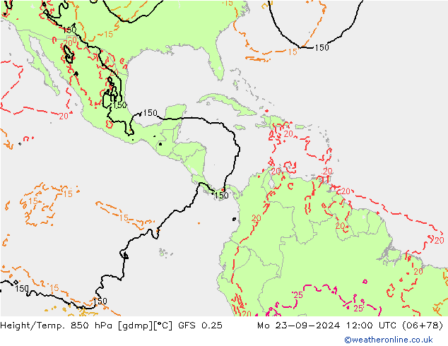 Z500/Rain (+SLP)/Z850 GFS 0.25 Mo 23.09.2024 12 UTC