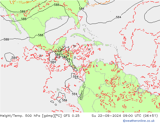 Z500/Rain (+SLP)/Z850 GFS 0.25 Вс 22.09.2024 09 UTC