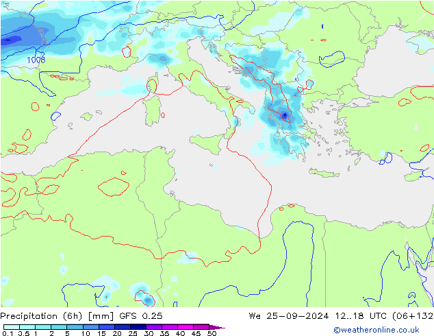 Z500/Rain (+SLP)/Z850 GFS 0.25 mer 25.09.2024 18 UTC