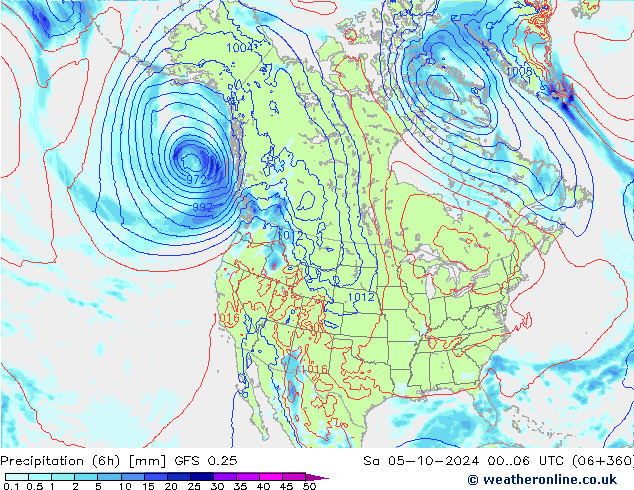 Z500/Rain (+SLP)/Z850 GFS 0.25 Sa 05.10.2024 06 UTC