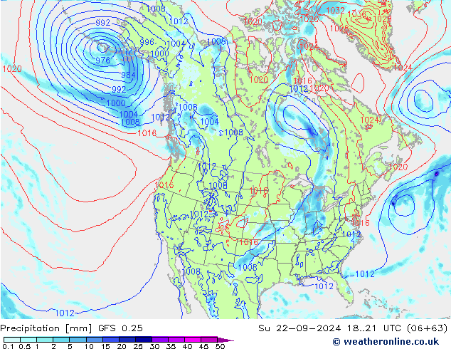 Srážky GFS 0.25 Ne 22.09.2024 21 UTC