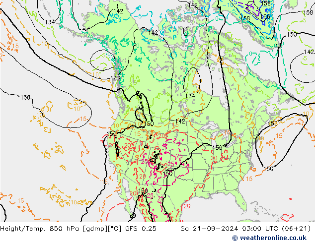 Z500/Yağmur (+YB)/Z850 GFS 0.25 Cts 21.09.2024 03 UTC