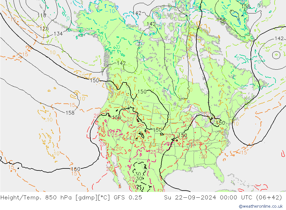 Z500/Rain (+SLP)/Z850 GFS 0.25 So 22.09.2024 00 UTC