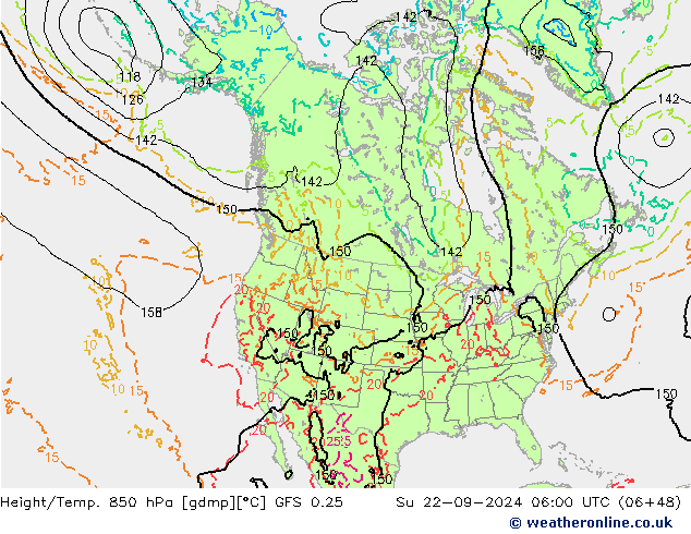 Z500/Rain (+SLP)/Z850 GFS 0.25 dim 22.09.2024 06 UTC