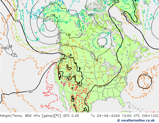 Height/Temp. 850 hPa GFS 0.25 Tu 24.09.2024 12 UTC