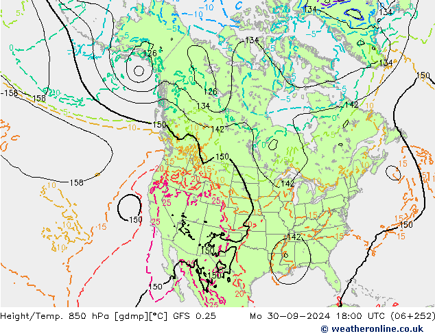 Z500/Rain (+SLP)/Z850 GFS 0.25  30.09.2024 18 UTC