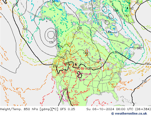 Z500/Yağmur (+YB)/Z850 GFS 0.25 Paz 06.10.2024 06 UTC