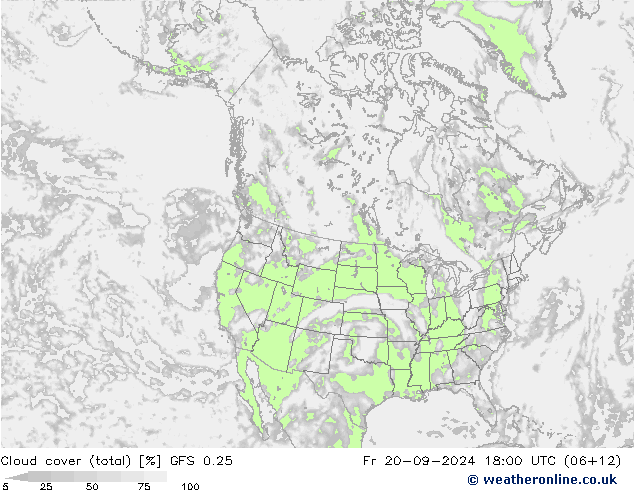 Wolken (gesamt) GFS 0.25 Fr 20.09.2024 18 UTC