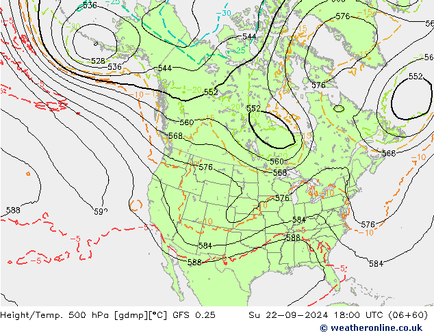 Z500/Rain (+SLP)/Z850 GFS 0.25 Su 22.09.2024 18 UTC