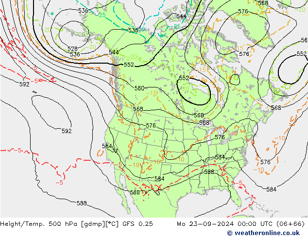 Z500/Regen(+SLP)/Z850 GFS 0.25 ma 23.09.2024 00 UTC