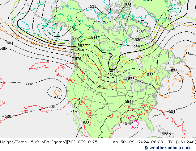 Z500/Yağmur (+YB)/Z850 GFS 0.25 Pzt 30.09.2024 06 UTC