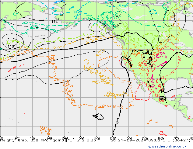 Z500/Rain (+SLP)/Z850 GFS 0.25 Sa 21.09.2024 09 UTC