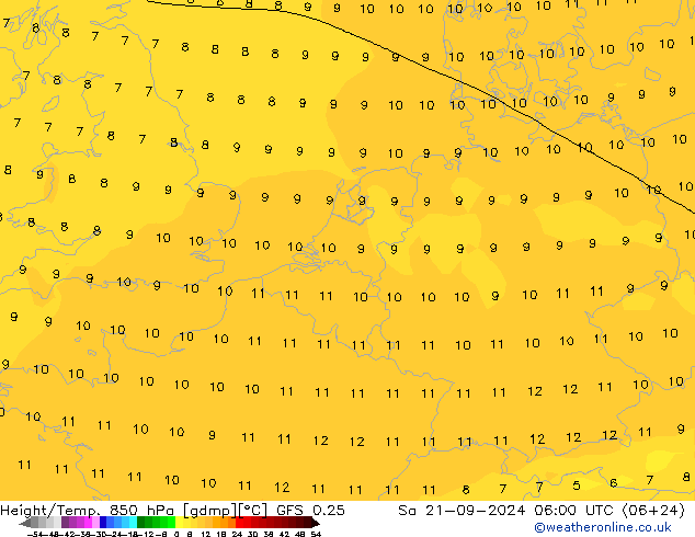 Z500/Rain (+SLP)/Z850 GFS 0.25 сб 21.09.2024 06 UTC