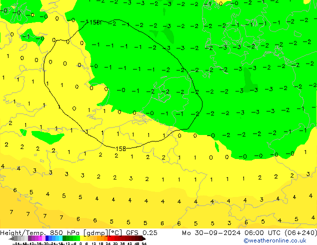 Z500/Rain (+SLP)/Z850 GFS 0.25 Mo 30.09.2024 06 UTC