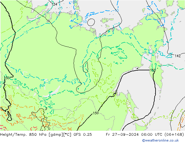 Z500/Rain (+SLP)/Z850 GFS 0.25 pt. 27.09.2024 06 UTC