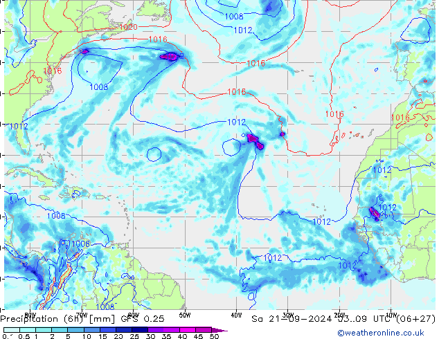 Z500/Rain (+SLP)/Z850 GFS 0.25 Sáb 21.09.2024 09 UTC