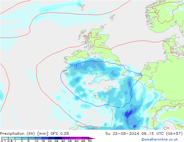 Z500/Rain (+SLP)/Z850 GFS 0.25 Ne 22.09.2024 15 UTC