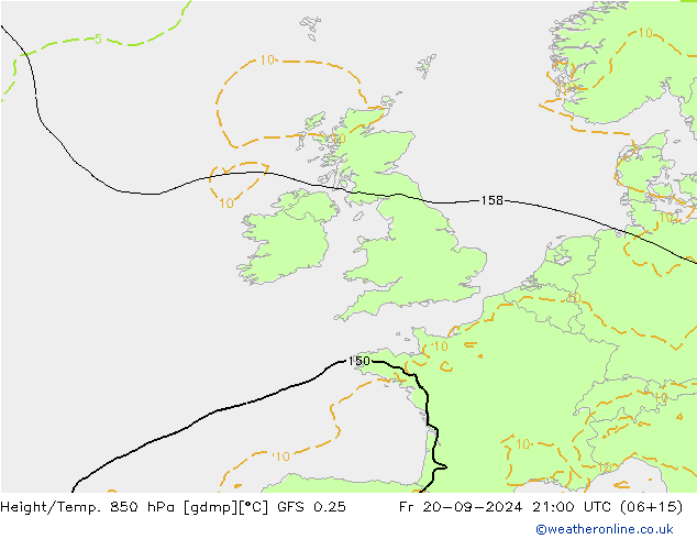 Height/Temp. 850 hPa GFS 0.25 Pá 20.09.2024 21 UTC