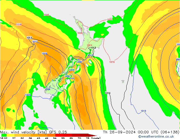 Max. wind velocity GFS 0.25 Th 26.09.2024 00 UTC