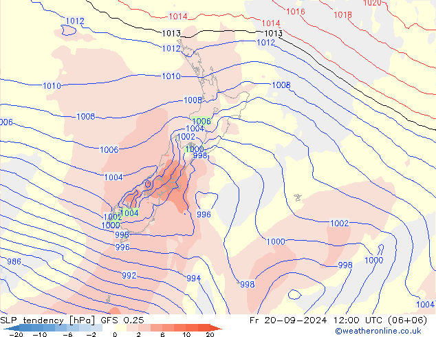 SLP tendency GFS 0.25 Sex 20.09.2024 12 UTC