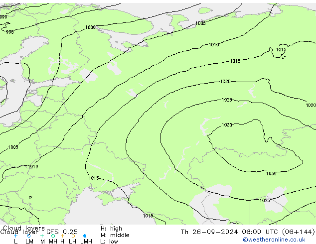 Cloud layer GFS 0.25 jeu 26.09.2024 06 UTC