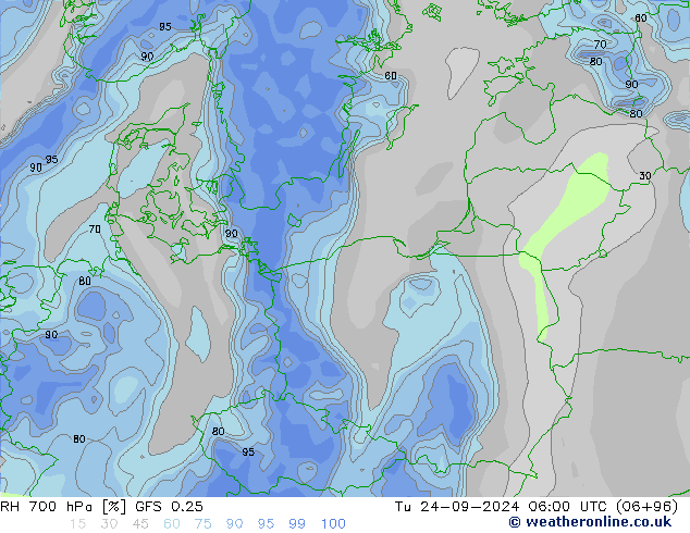 700 hPa Nispi Nem GFS 0.25 Sa 24.09.2024 06 UTC