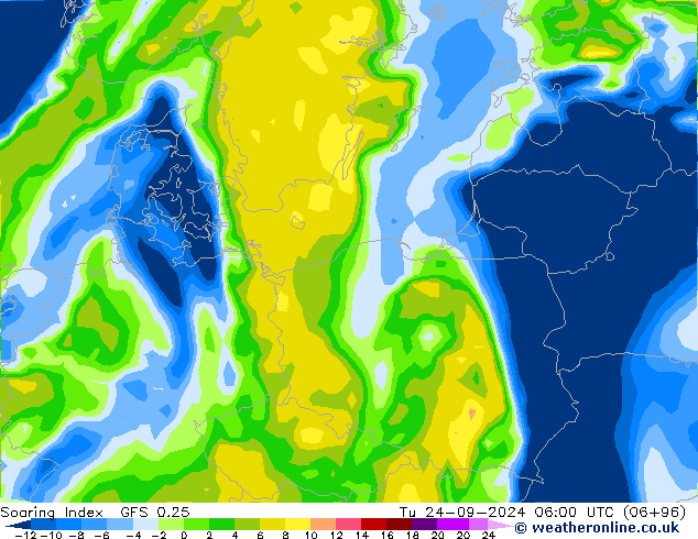 Yükselme İndeksi GFS 0.25 Sa 24.09.2024 06 UTC