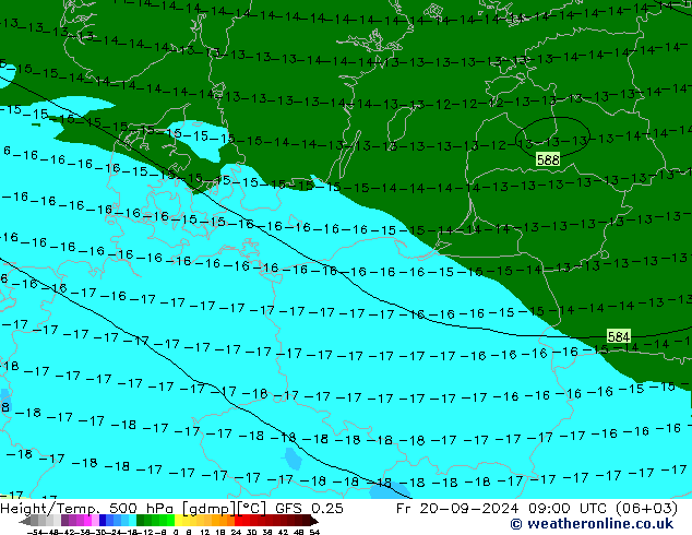 Height/Temp. 500 hPa GFS 0.25 ven 20.09.2024 09 UTC