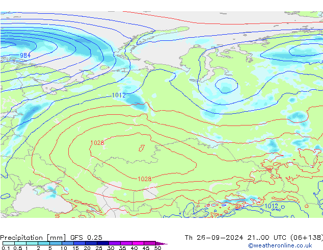 Precipitation GFS 0.25 Th 26.09.2024 00 UTC