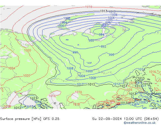 GFS 0.25: Ne 22.09.2024 12 UTC