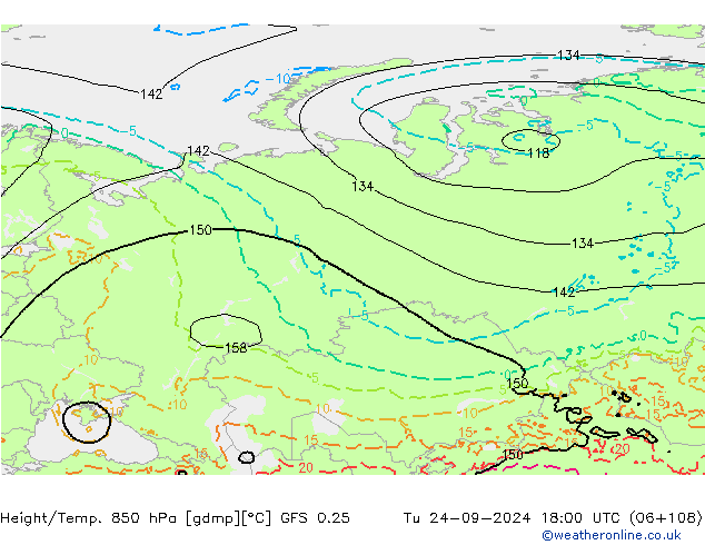 Z500/Regen(+SLP)/Z850 GFS 0.25 di 24.09.2024 18 UTC