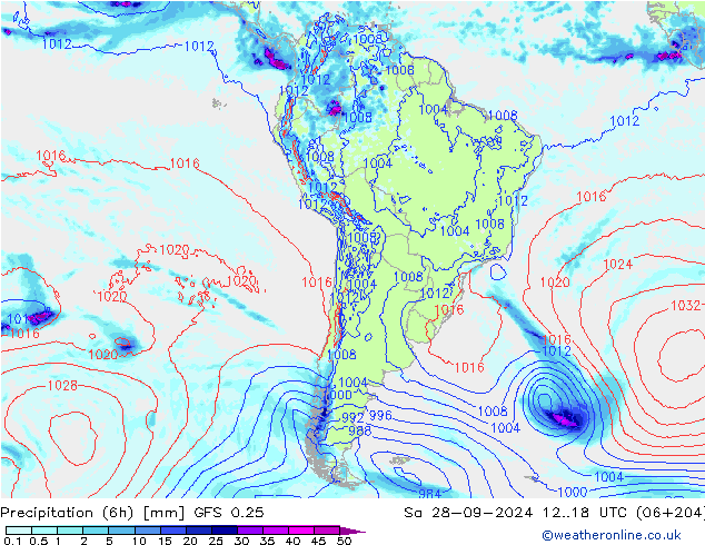 Z500/Yağmur (+YB)/Z850 GFS 0.25 Cts 28.09.2024 18 UTC