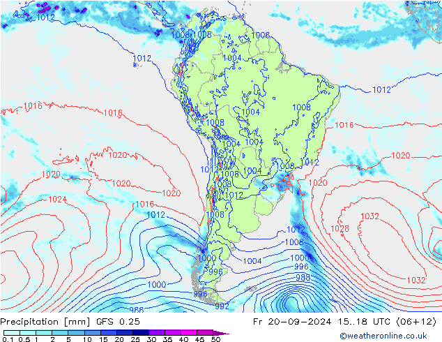 precipitação GFS 0.25 Sex 20.09.2024 18 UTC