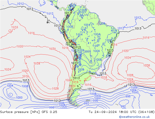 Luchtdruk (Grond) GFS 0.25 di 24.09.2024 18 UTC